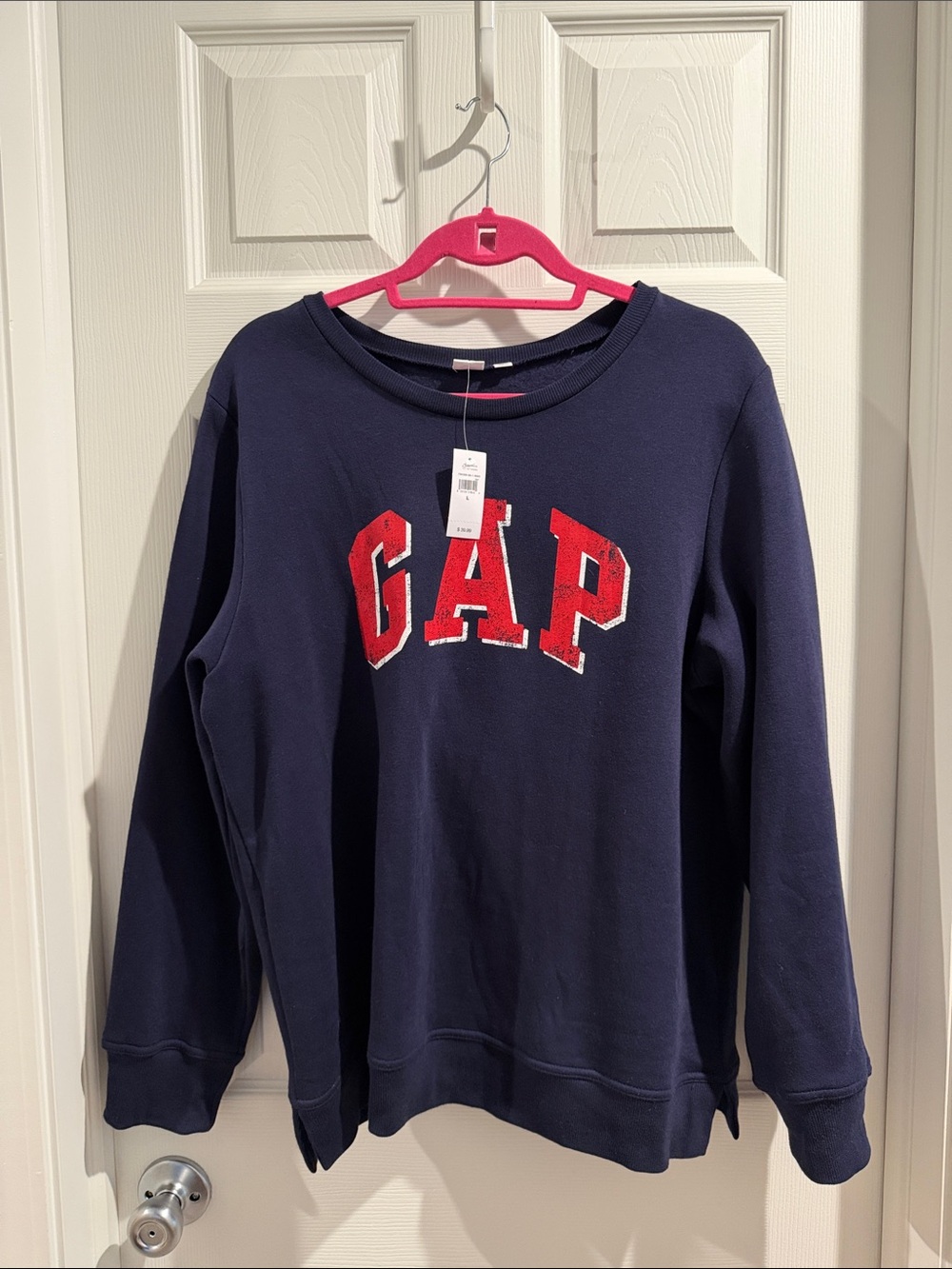 GAP Navy Crew Sweatshirt with Red Logo